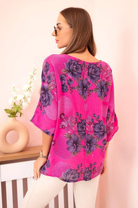 Women's cotton blouse 22003 - 1 / – Fuchsia цвет / color | Lexline Fashion