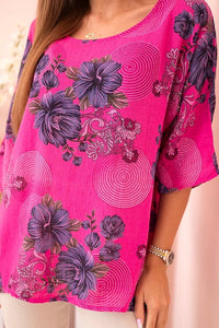 Women's cotton blouse 22003 - 1 / – Fuchsia цвет / color | Lexline Fashion