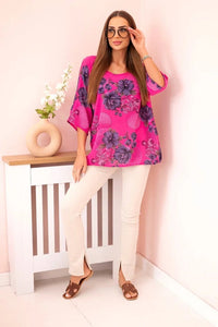 Women's cotton blouse 22003 - 1 / – Fuchsia цвет / color | Lexline Fashion
