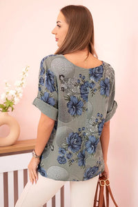 Women's cotton blouse 22003 - 1 / – Khaki цвет / color | Lexline Fashion