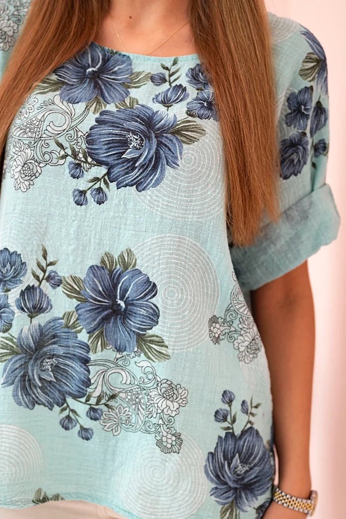 Women's cotton blouse 22003 - 1 / – Mint цвет / color | Lexline Fashion