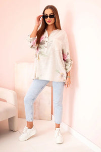 Women's cotton blouse ART10062 / – Beige цвет / color | Lexline Fashion