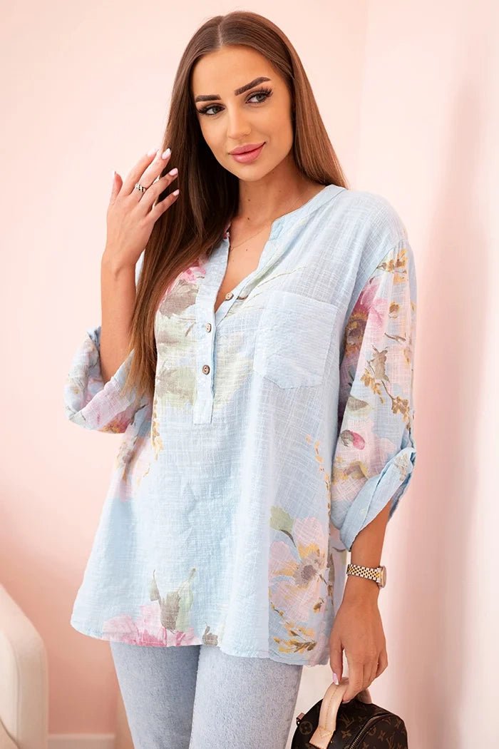 Women's cotton blouse ART10062 / – Blue цвет / color | Lexline Fashion