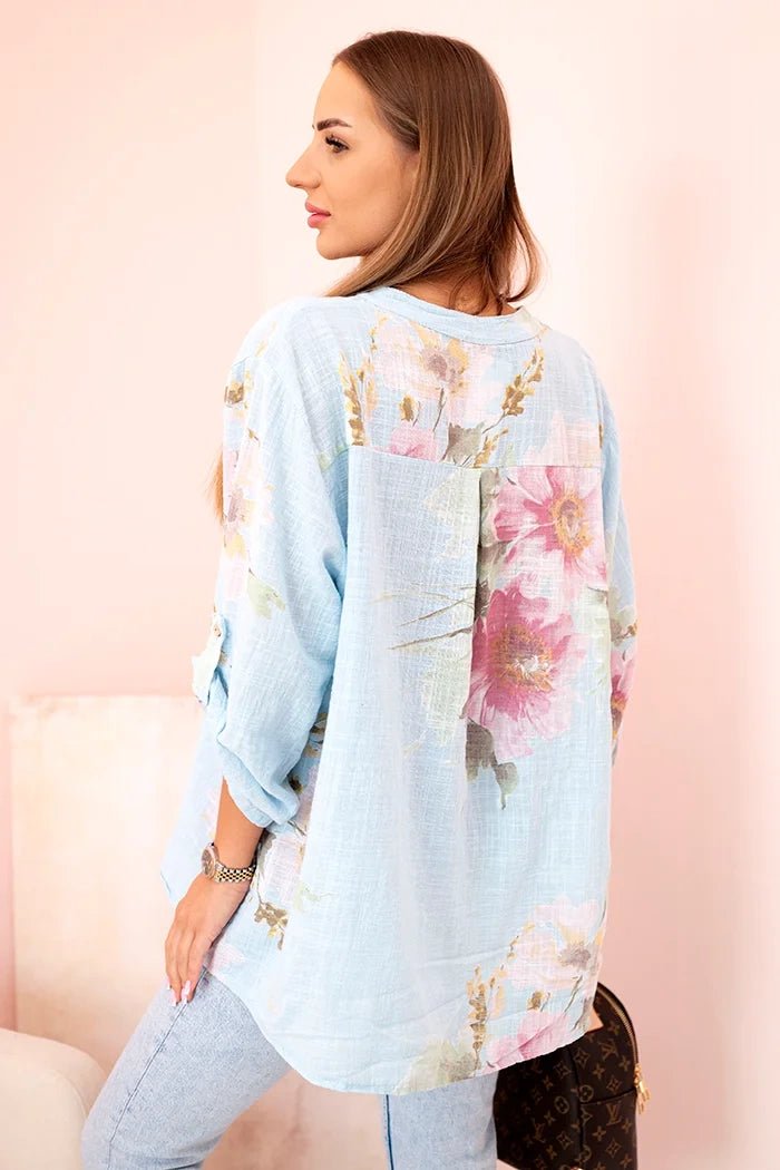Women's cotton blouse ART10062 / – Blue цвет / color | Lexline Fashion