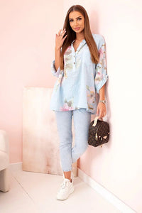 Women's cotton blouse ART10062 / – Blue цвет / color | Lexline Fashion