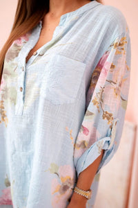 Women's cotton blouse ART10062 / – Blue цвет / color | Lexline Fashion