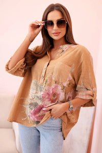 Women's cotton blouse ART10062 / – Camel цвет / color | Lexline Fashion