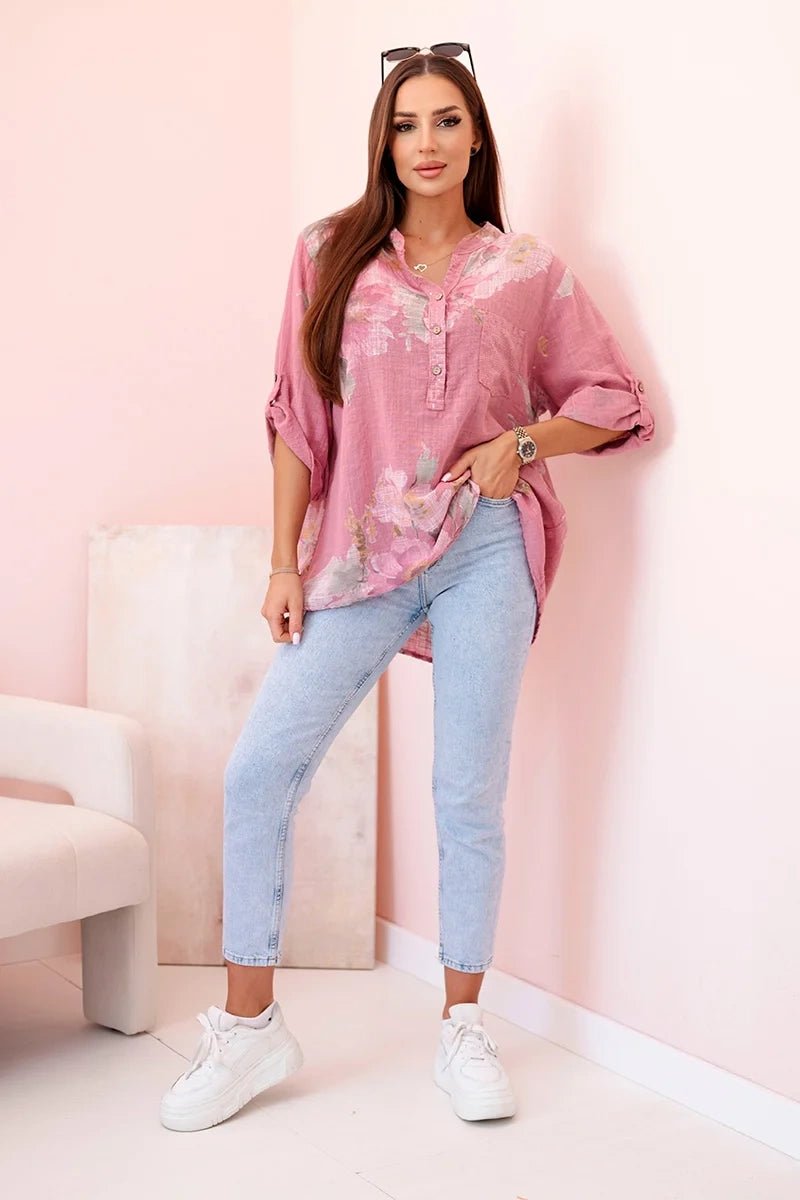 Women's cotton blouse ART10062 / – Dark Pink цвет / color | Lexline Fashion