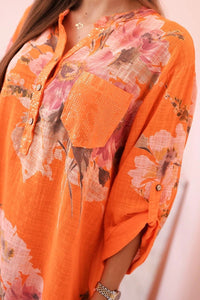 Women's cotton blouse ART10062 / – Orange цвет / color | Lexline Fashion