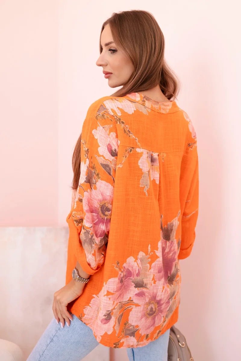 Women's cotton blouse ART10062 / – Orange цвет / color | Lexline Fashion