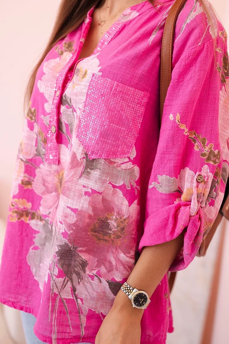 Women's cotton blouse ART10062 / – Pink цвет / color | Lexline Fashion