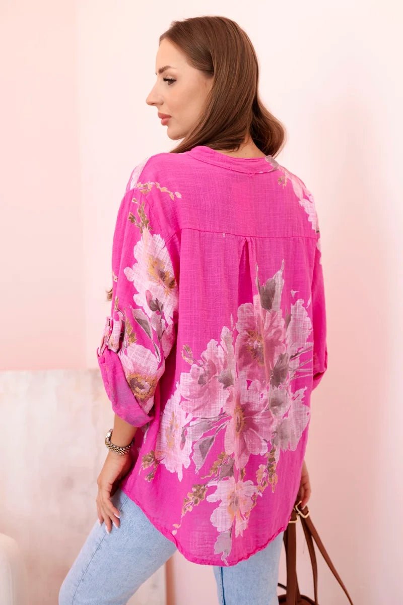 Women's cotton blouse ART10062 / – Pink цвет / color | Lexline Fashion