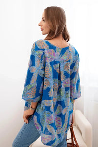 Women's cotton blouse with a pattern ART10881 / – Blue cornflower цвет / color | Lexline Fashion