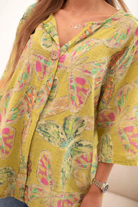 Women's cotton blouse with a pattern ART10881 / – Kiwi цвет / color | Lexline Fashion