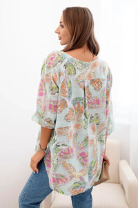 Women's cotton blouse with a pattern ART10881 / – Mint цвет / color | Lexline Fashion