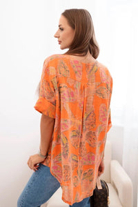 Women's cotton blouse with a pattern ART10881 / – Orange цвет / color | Lexline Fashion