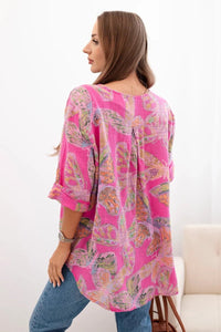 Women's cotton blouse with a pattern ART10881 / – Pink цвет / color | Lexline Fashion