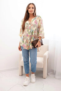 Women's cotton blouse with a pattern ART10881 / – Yellow цвет / color | Lexline Fashion