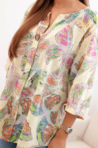 Women's cotton blouse with a pattern ART10881 / – Yellow цвет / color | Lexline Fashion