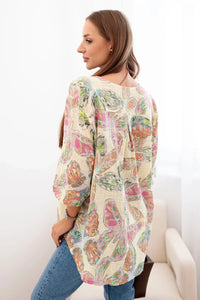 Women's cotton blouse with a pattern ART10881 / – Yellow цвет / color | Lexline Fashion