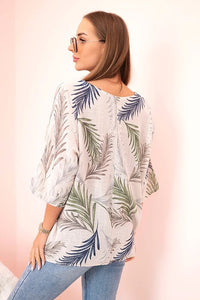 Women's cotton blouse with a print 22003 / – Beige цвет / color | Lexline Fashion