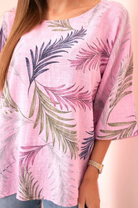 Women's cotton blouse with a print 22003 / – Light | Pink цвет / color | Lexline Fashion