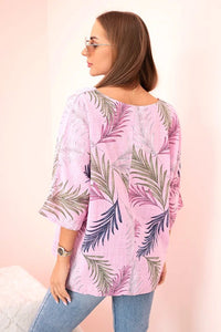 Women's cotton blouse with a print 22003 / – Light | Pink цвет / color | Lexline Fashion
