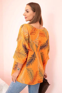 Women's cotton blouse with a print 22003 / – Orange цвет / color | Lexline Fashion
