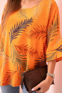 Women's cotton blouse with a print 22003 / – Orange цвет / color | Lexline Fashion