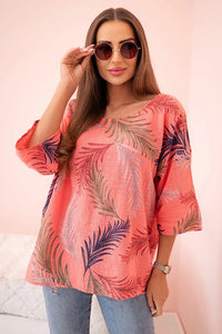 Women's cotton blouse with a print 22003 / – Raspberry цвет / color | Lexline Fashion