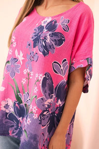 Women's cotton blouse with floral print and short sleeves ART10739 - 3 / – Fango цвет / color | Lexline Fashion