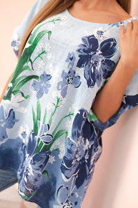 Women's cotton blouse with floral print and short sleeves ART10739 - 3 / – Fango цвет / color | Lexline Fashion