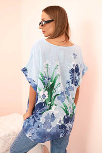 Women's cotton blouse with floral print and short sleeves ART10739 - 3 / – Fango цвет / color | Lexline Fashion