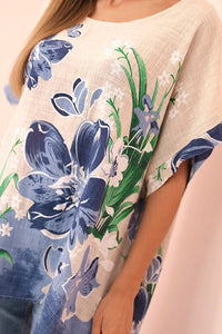Women's cotton blouse with floral print and short sleeves ART10739 - 3 / – Fango цвет / color | Lexline Fashion