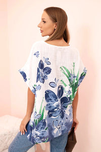 Women's cotton blouse with floral print and short sleeves ART10739 - 3 / – Fango цвет / color | Lexline Fashion
