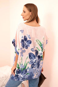 Women's cotton blouse with floral print and short sleeves ART10739 - 3 / – Fango цвет / color | Lexline Fashion