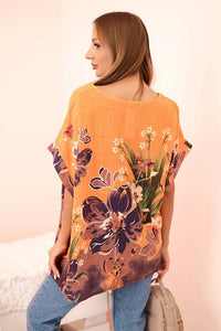 Women's cotton blouse with floral print and short sleeves ART10739 - 3 / – Fango цвет / color | Lexline Fashion