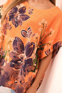 Women's cotton blouse with floral print and short sleeves ART10739 - 3 / – Fango цвет / color | Lexline Fashion