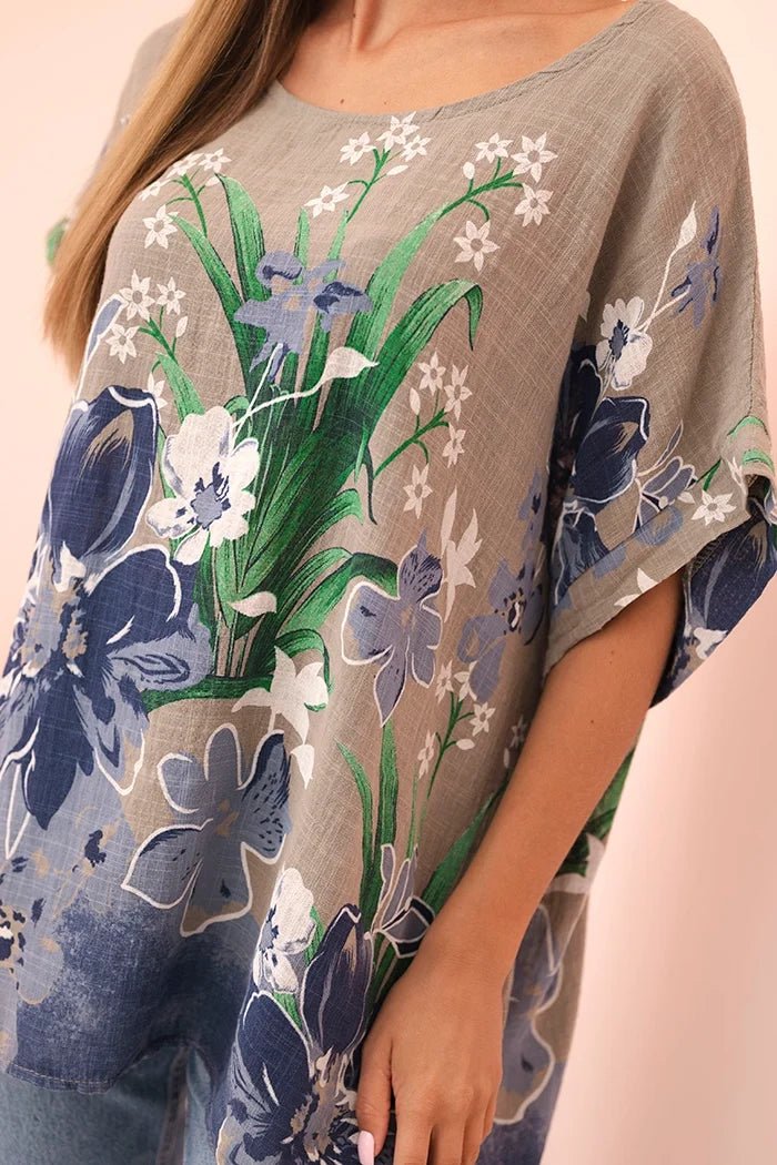 Women's cotton blouse with floral print and short sleeves ART10739 - 3 / – Fango цвет / color | Lexline Fashion