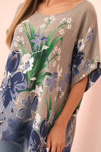 Women's cotton blouse with floral print and short sleeves ART10739 - 3 / – Fango цвет / color | Lexline Fashion