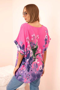 Women's cotton blouse with floral print and short sleeves ART10739 - 3 / – Fango цвет / color | Lexline Fashion