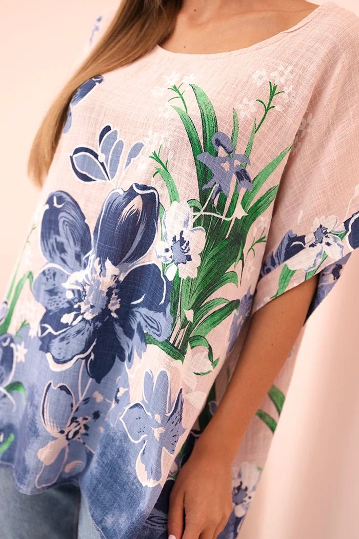 Women's cotton blouse with floral print and short sleeves ART10739 - 3 / – Fango цвет / color | Lexline Fashion
