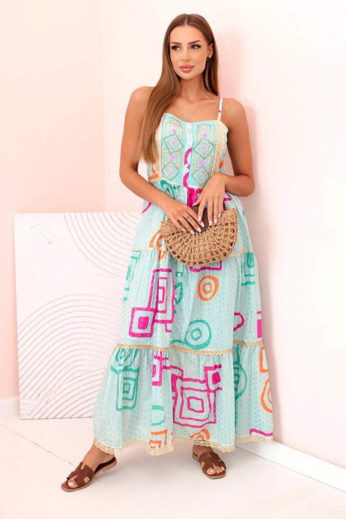 Women's cotton dress with a colorful pattern SY - 56 / – Mint цвет / color | Lexline Fashion