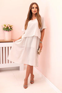 Women's cotton dress with a loose fit ART2055 / – Beige цвет / color | Lexline Fashion