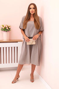 Women's cotton dress with a loose fit ART2055 / – Fango цвет / color | Lexline Fashion