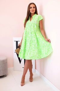 Women's cotton dress with print ART3922 - 1 / – Neon green цвет / color | Lexline Fashion