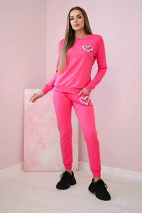 Women's cotton set with a decorative heart 69932 / – Candy pink цвет / color | Lexline Fashion