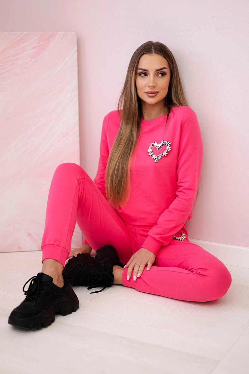 Women's cotton set with a decorative heart 69932 / – Candy pink цвет / color | Lexline Fashion