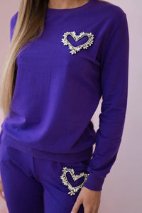 Women's cotton set with a decorative heart 69932 / – Dark Purple цвет / color | Lexline Fashion