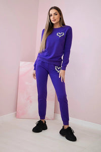Women's cotton set with a decorative heart 69932 / – Dark Purple цвет / color | Lexline Fashion
